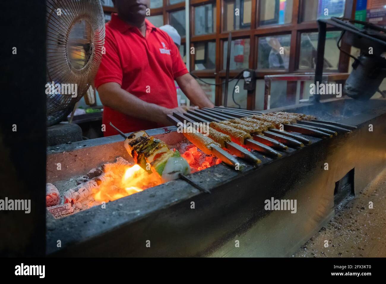 Delhi, Uttarpradesh, India October 28th 2018 Spicy chicken seekh
