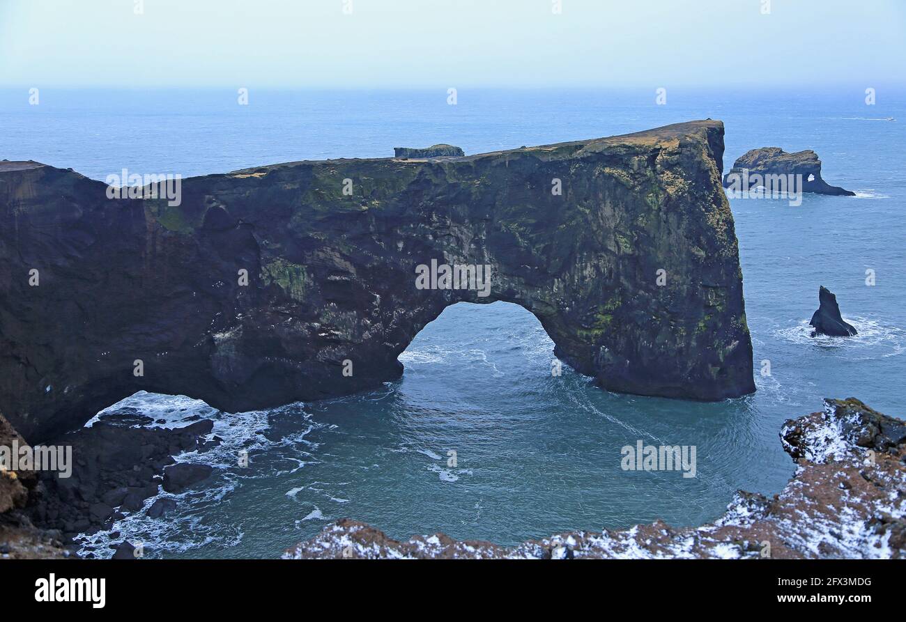 Dyrholaey peninsula arch - Iceland Stock Photo
