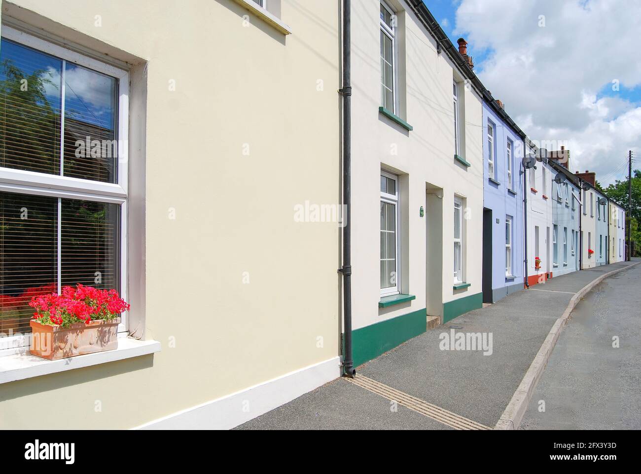 Terraced houses, Laugharne, Carmarthenshire, Wales, United Kingdom Stock Photo