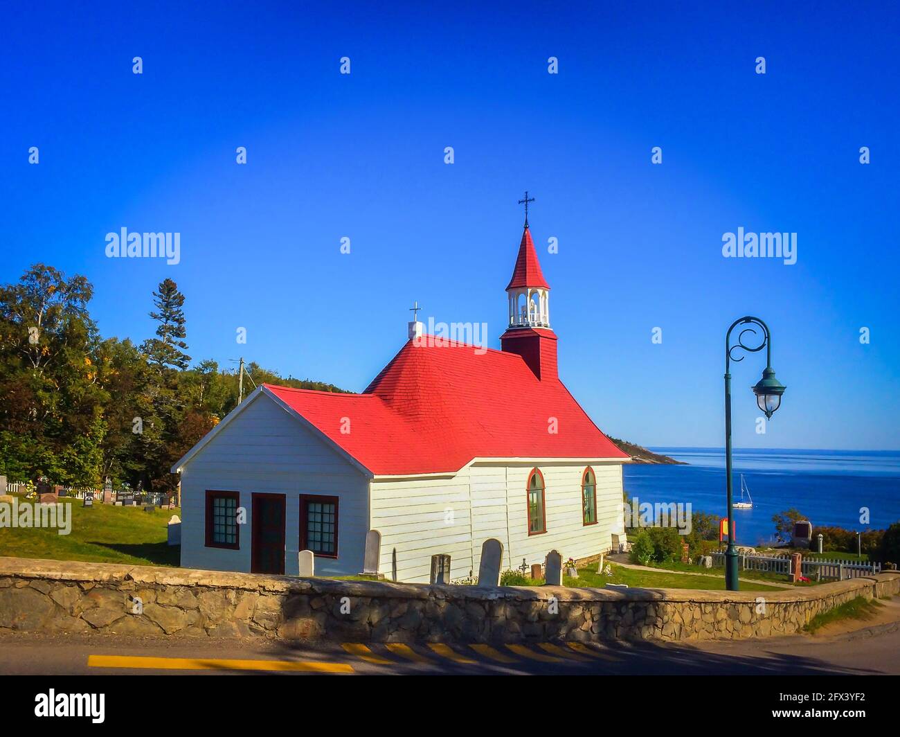 Quebec province, Canada, Sept 2019, view of Tadoussac Chapel known as the Indian chapel Stock Photo