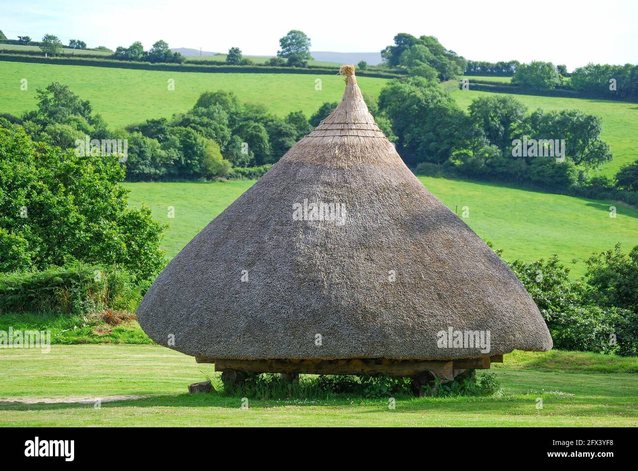 Roundhouses, Castell Henlly, Iron Age Fort, Meline, Nevern, Pembrokeshire, Wales, United Kingdom Stock Photo