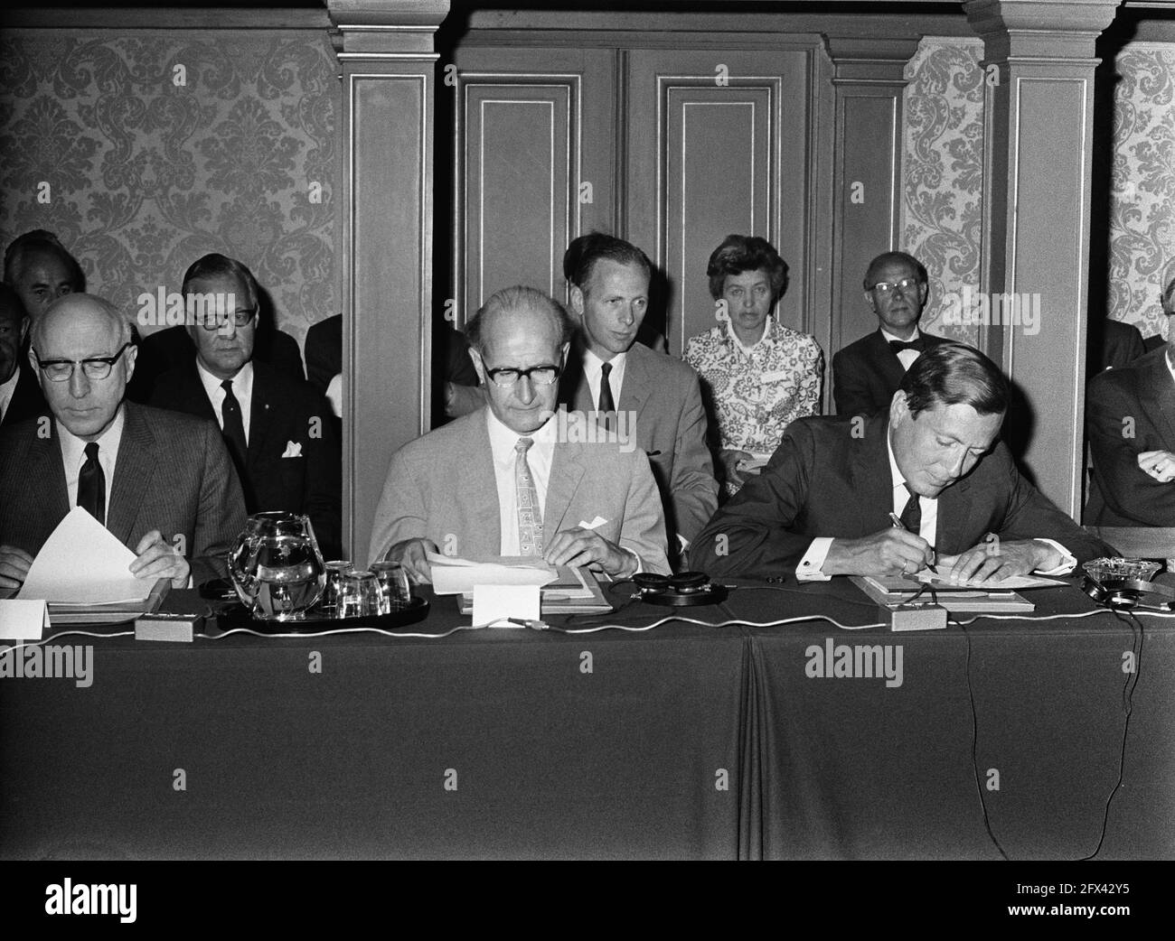 Pr. Claus at 6th Assembly General Europa Nostra in building Kon.NL Acad. Weten Adam burgm. Samkalden, Min. Schut, Prince Claus, June 12, 1969, The Netherlands, 20th century press agency photo, news to remember, documentary, historic photography 1945-1990, visual stories, human history of the Twentieth Century, capturing moments in time Stock Photo