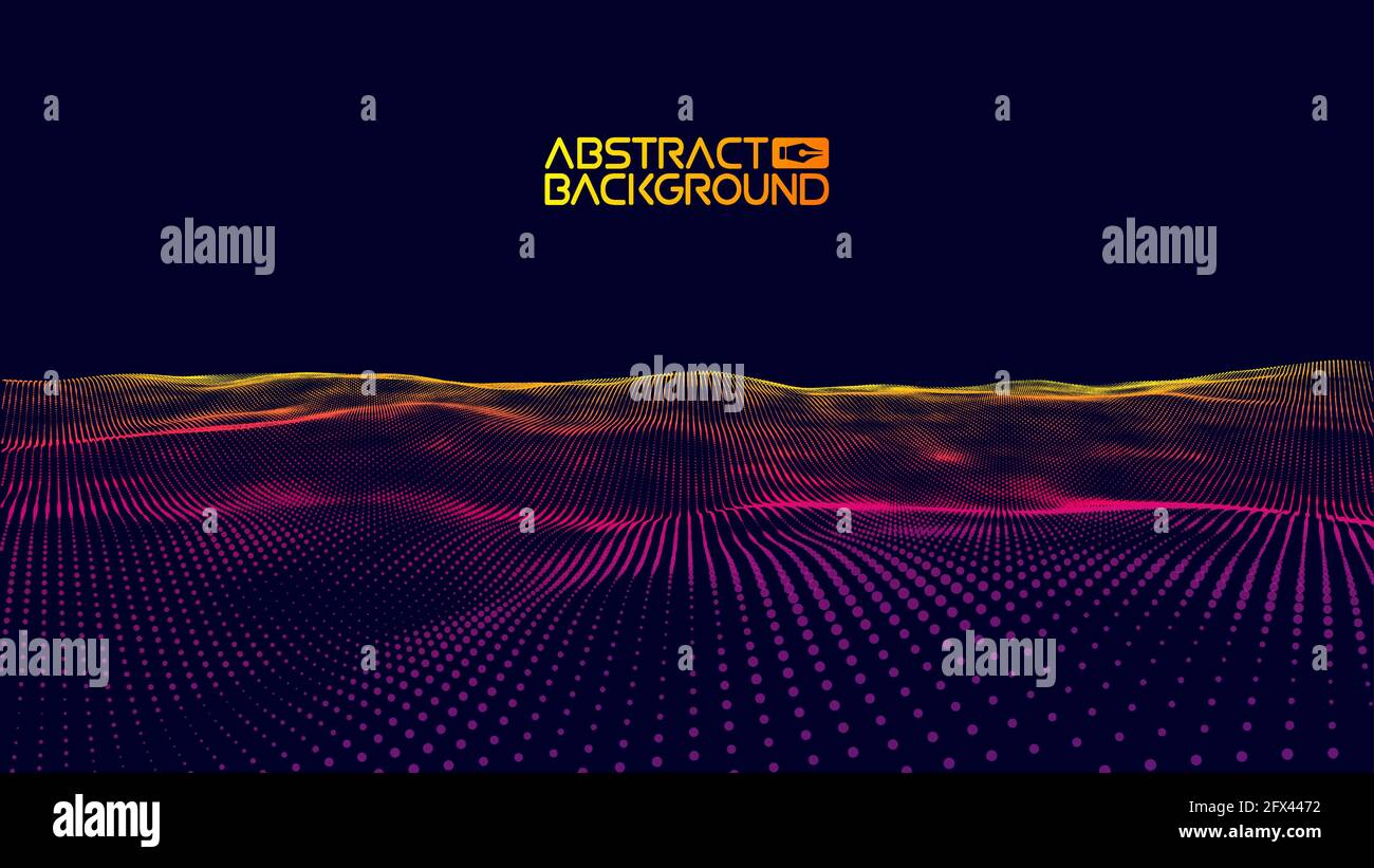Music wave purple background. Abstract big data flow dark blue ...