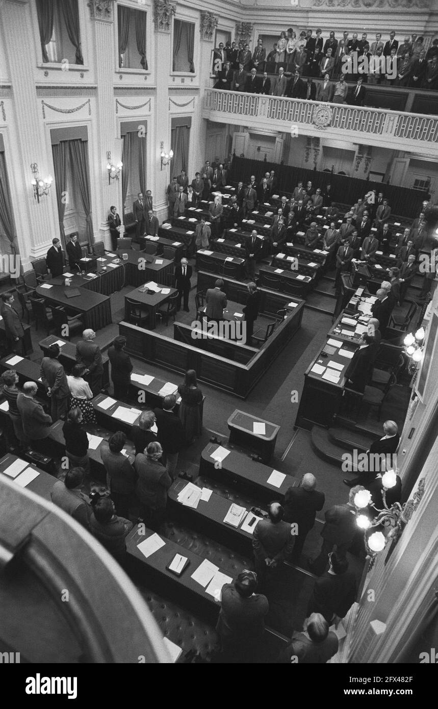 The Lower House during Prime Minister van Agt's speech, April 3, 1979, commemorations, ministers, prime ministers, parliamentarians, The Netherlands, 20th century press agency photo, news to remember, documentary, historic photography 1945-1990, visual stories, human history of the Twentieth Century, capturing moments in time Stock Photo