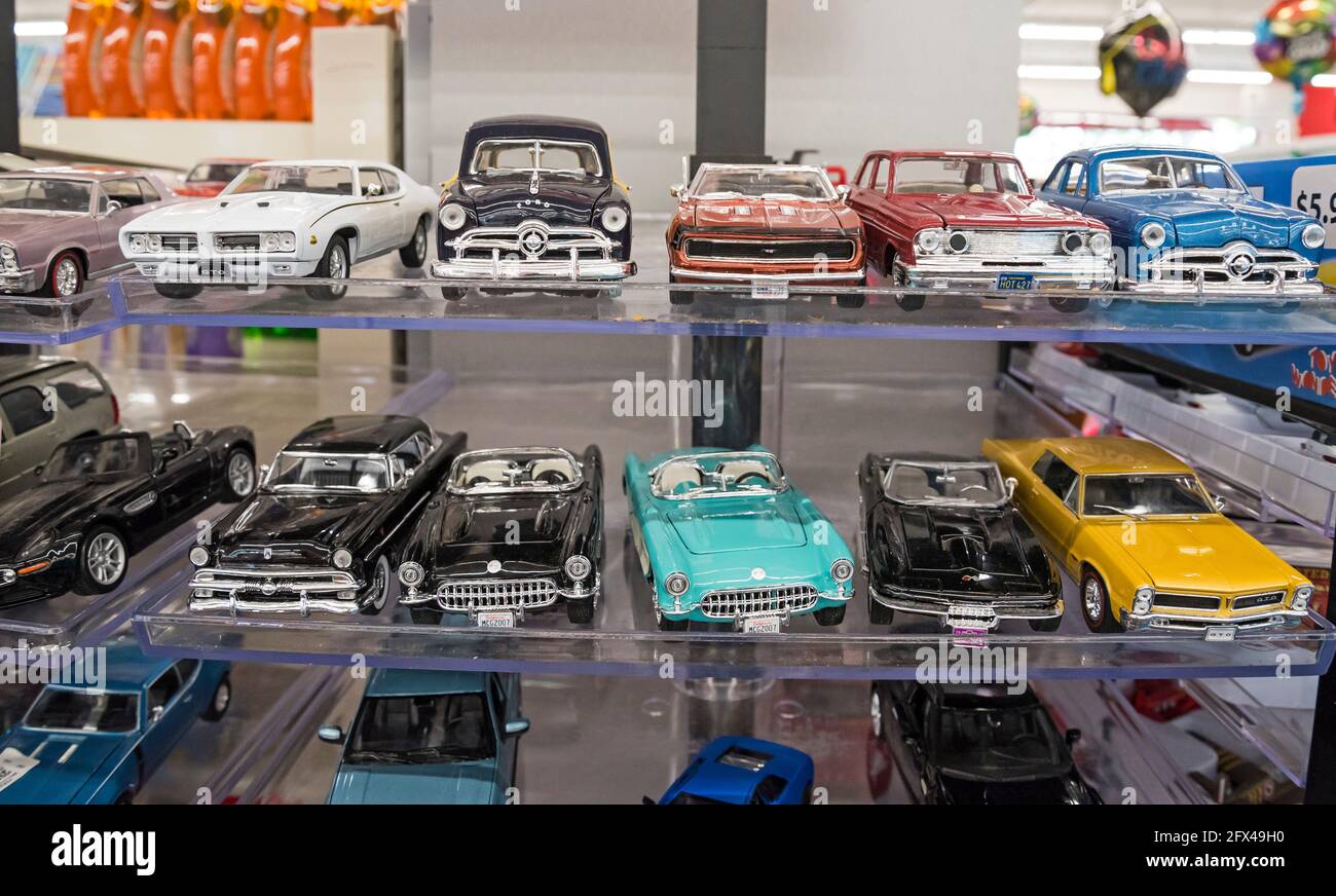 Mostly antique model cars for sale at a local pharmacy in North Central Florida. Stock Photo