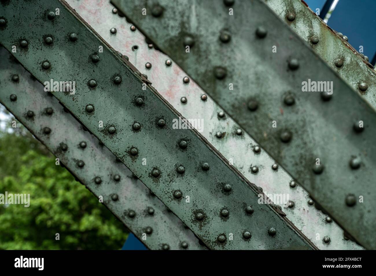 Railway bridges over the Rhine-Herne Canal near Oberhausen, for passenger and freight traffic, old steel truss bridges, Oberhausen, NRW, Germany Stock Photo