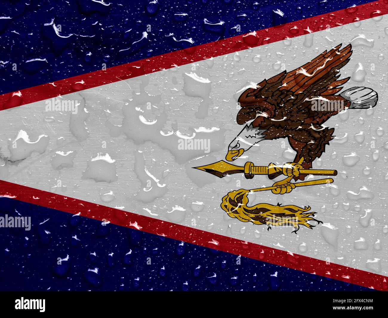 flag of American Samoa with rain drops Stock Photo