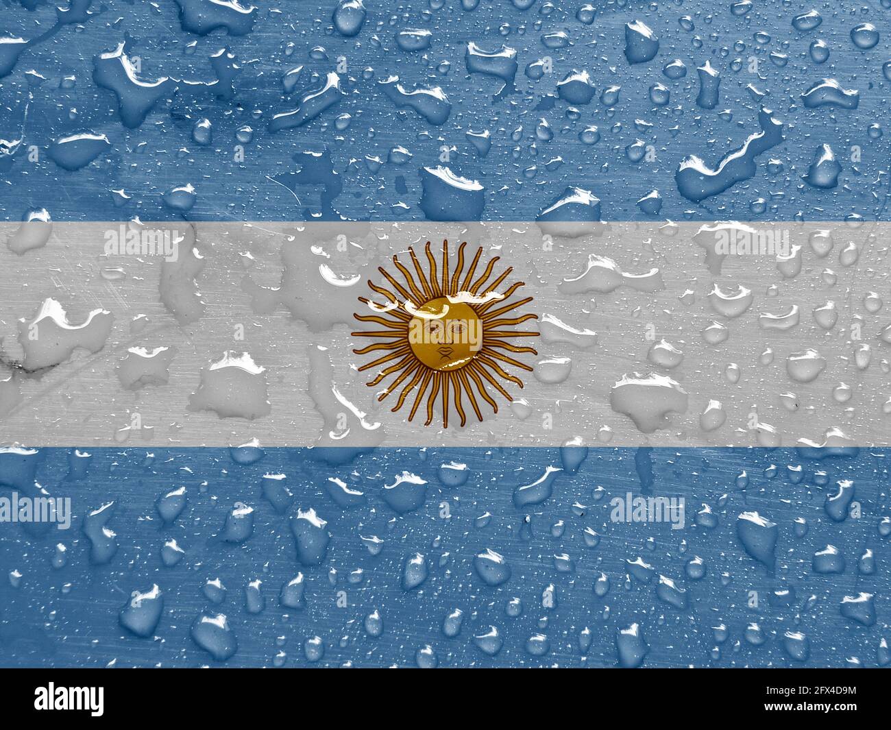 flag of Argentina with rain drops Stock Photo