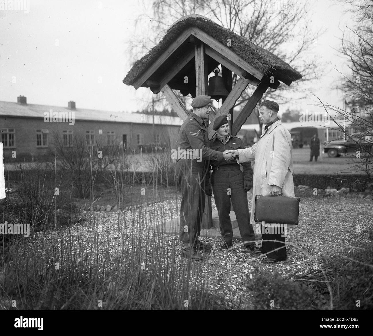 Demobilization camp Boskamp Amersfoort, January 13, 1950, demobilization centers, The Netherlands, 20th century press agency photo, news to remember, documentary, historic photography 1945-1990, visual stories, human history of the Twentieth Century, capturing moments in time Stock Photo