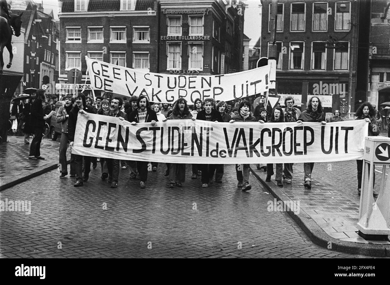 Demonstration occupiers Maagdenhuis, April 27, 1978, occupation, demonstrations, The Netherlands, 20th century press agency photo, news to remember, documentary, historic photography 1945-1990, visual stories, human history of the Twentieth Century, capturing moments in time Stock Photo