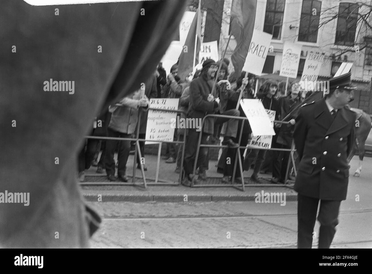 Demonstration in The Hague against Israeli terrorist actions against Palestinians, April 14, 1973, demonstrations, The Netherlands, 20th century press agency photo, news to remember, documentary, historic photography 1945-1990, visual stories, human history of the Twentieth Century, capturing moments in time Stock Photo