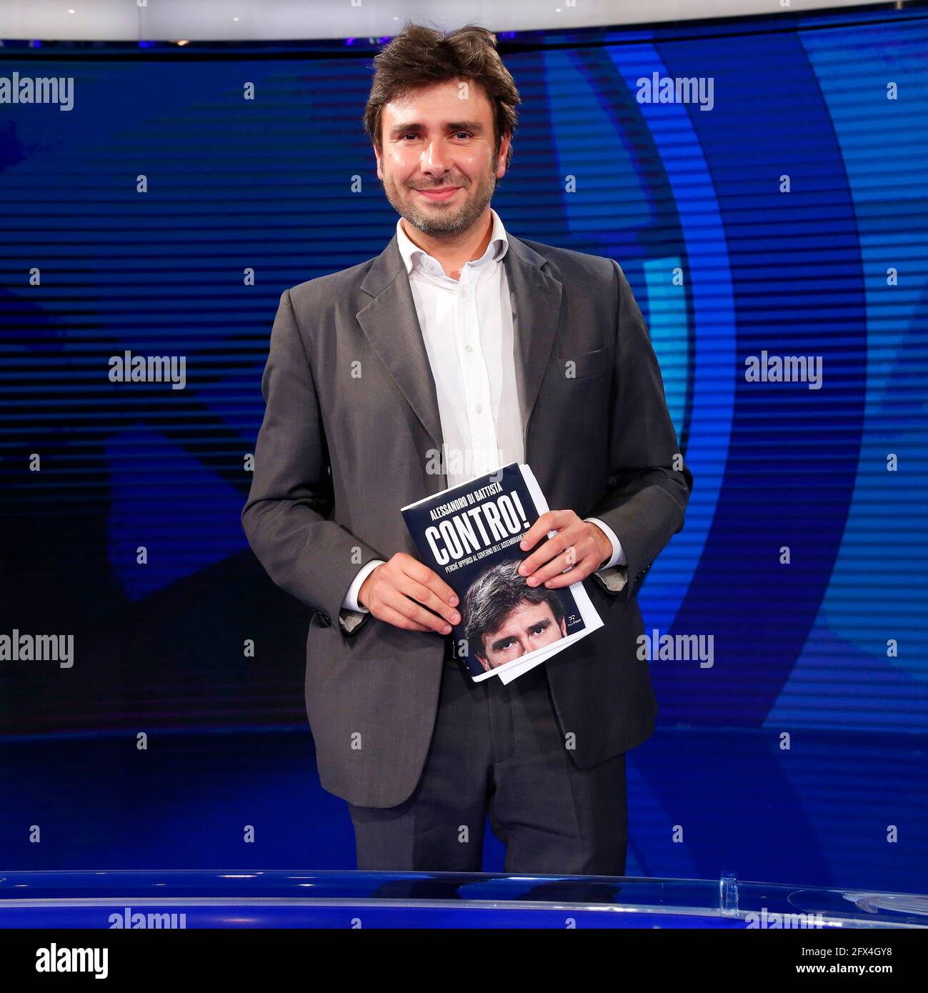 Rome, Italy. 25th May, 2021. Former deputy of Movement 5 Stars and writer  Alessandro Di Battista appears as a guest on the talk show Porta a Porta to  present his new book '