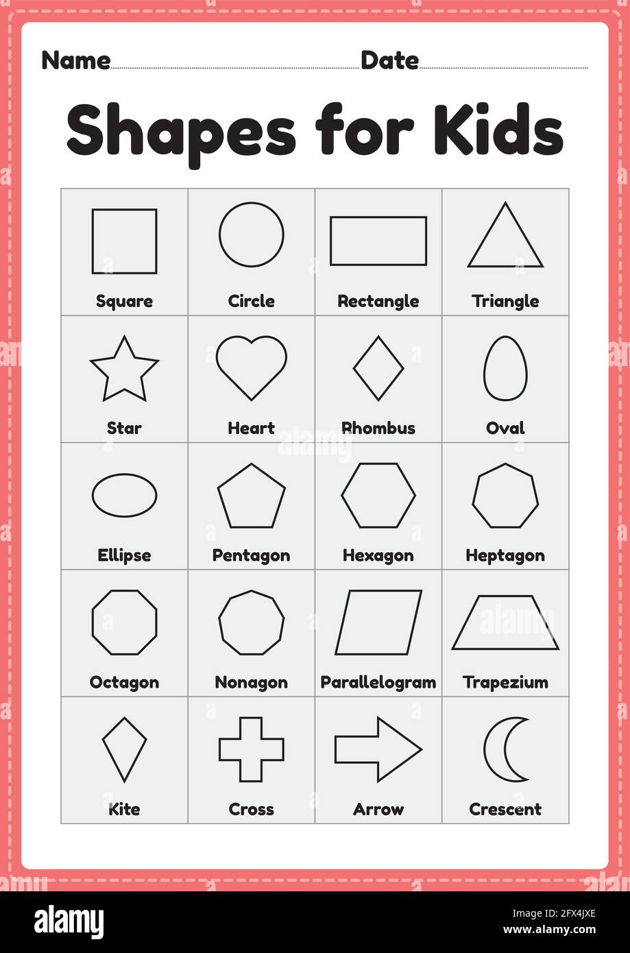 printable shapes for preschool and kindergarten kids to learn basic symbols for educational activities stock vector image art alamy