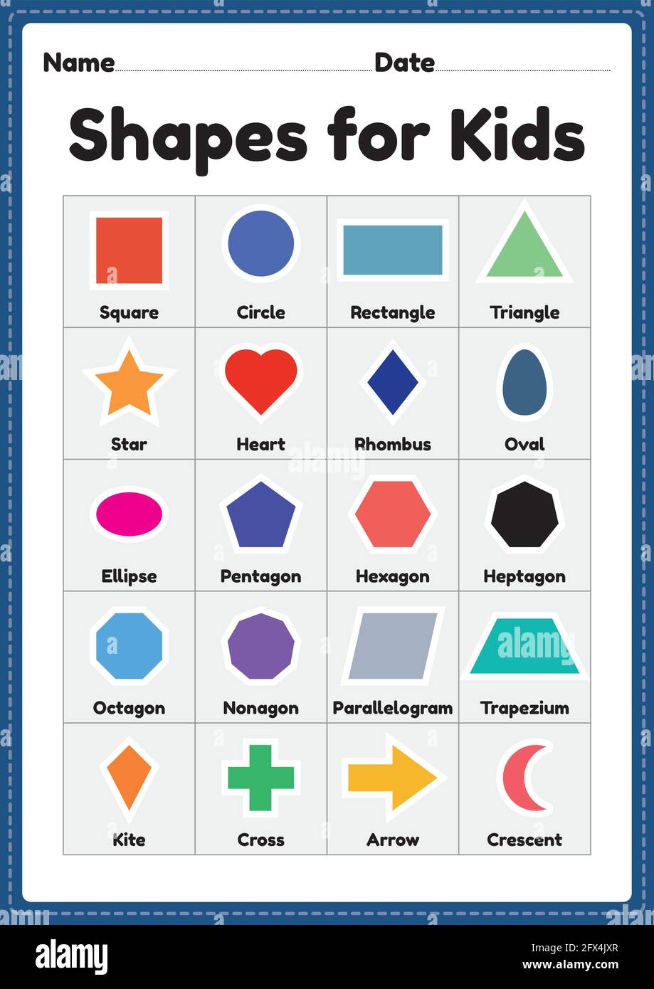 Shapes names with images practice Chart