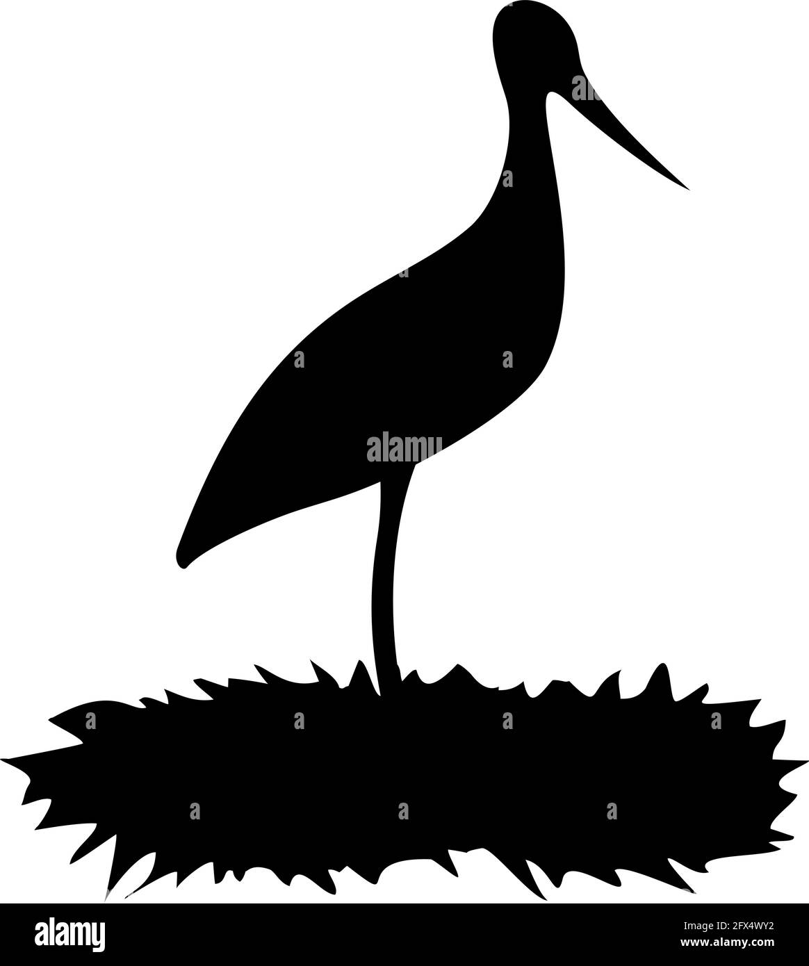 stork in nest illustration Stock Vector