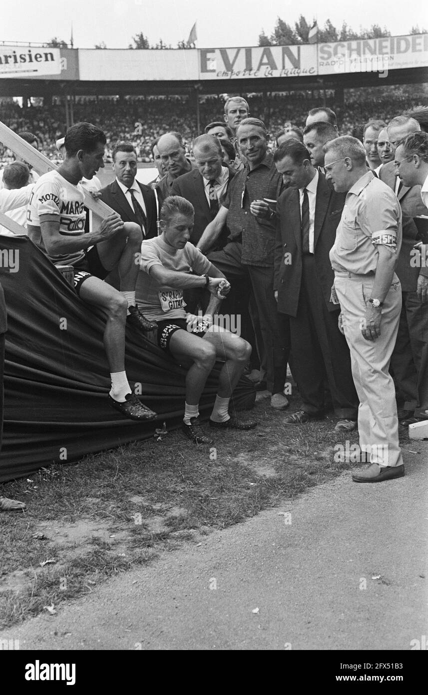Federico Bahamontes and Jacques Anquetil, Tour de France 1964, The Netherlands, 20th century press agency photo, news to remember, documentary, historic photography 1945-1990, visual stories, human history of the Twentieth Century, capturing moments in time Stock Photo