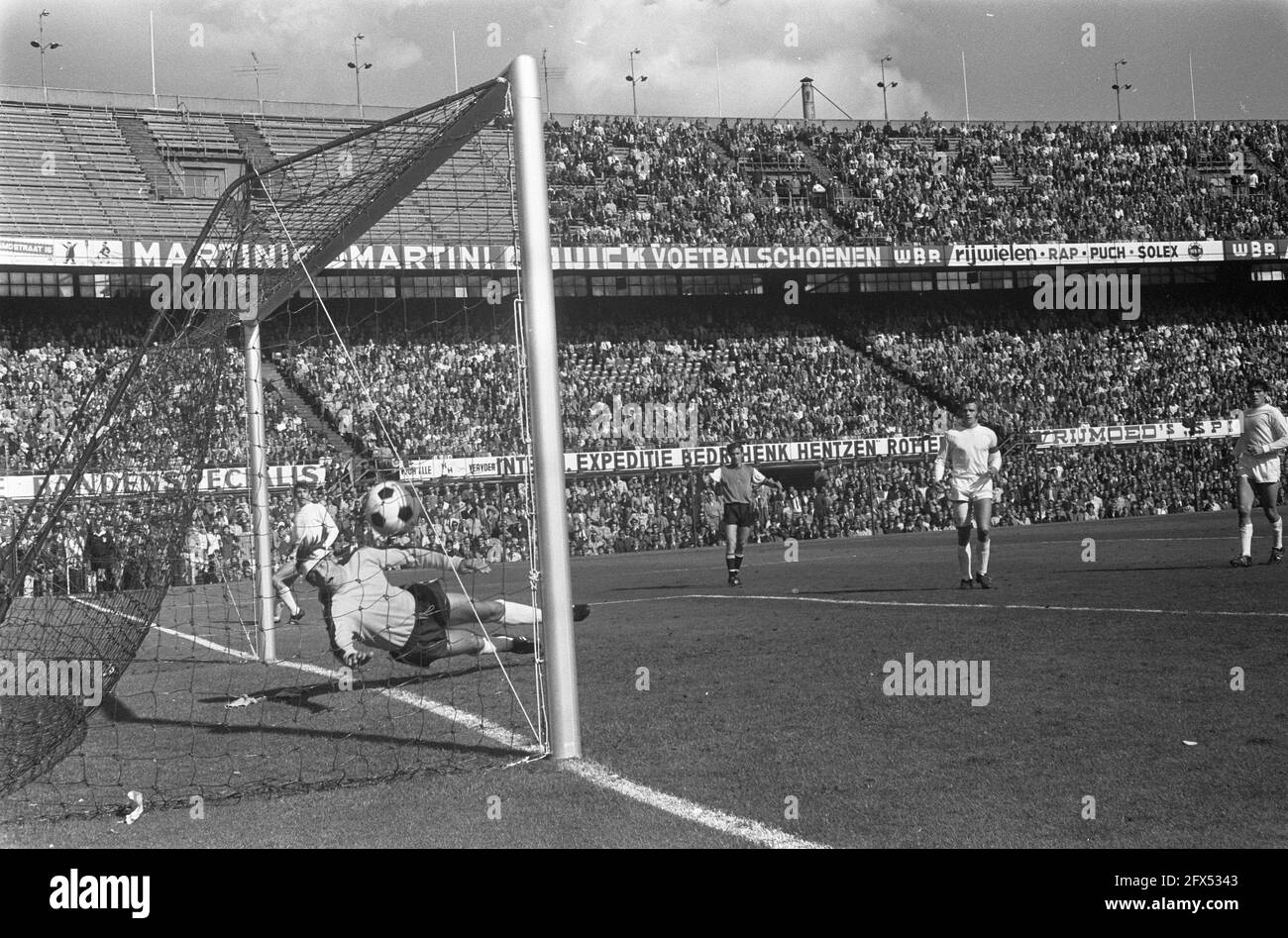 Feijenoord v NEC 1-0; NEC goalkeeper Nico de Bree lets ball played back  into goal, September 13, 1970, sports, soccer, The Netherlands, 20th  century press agency photo, news to remember, documentary, historic