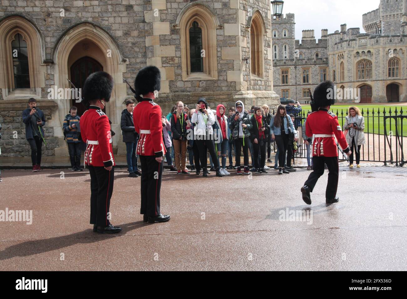 Queens Guards in Windsor Castle, England, UK Stock Photo Alamy