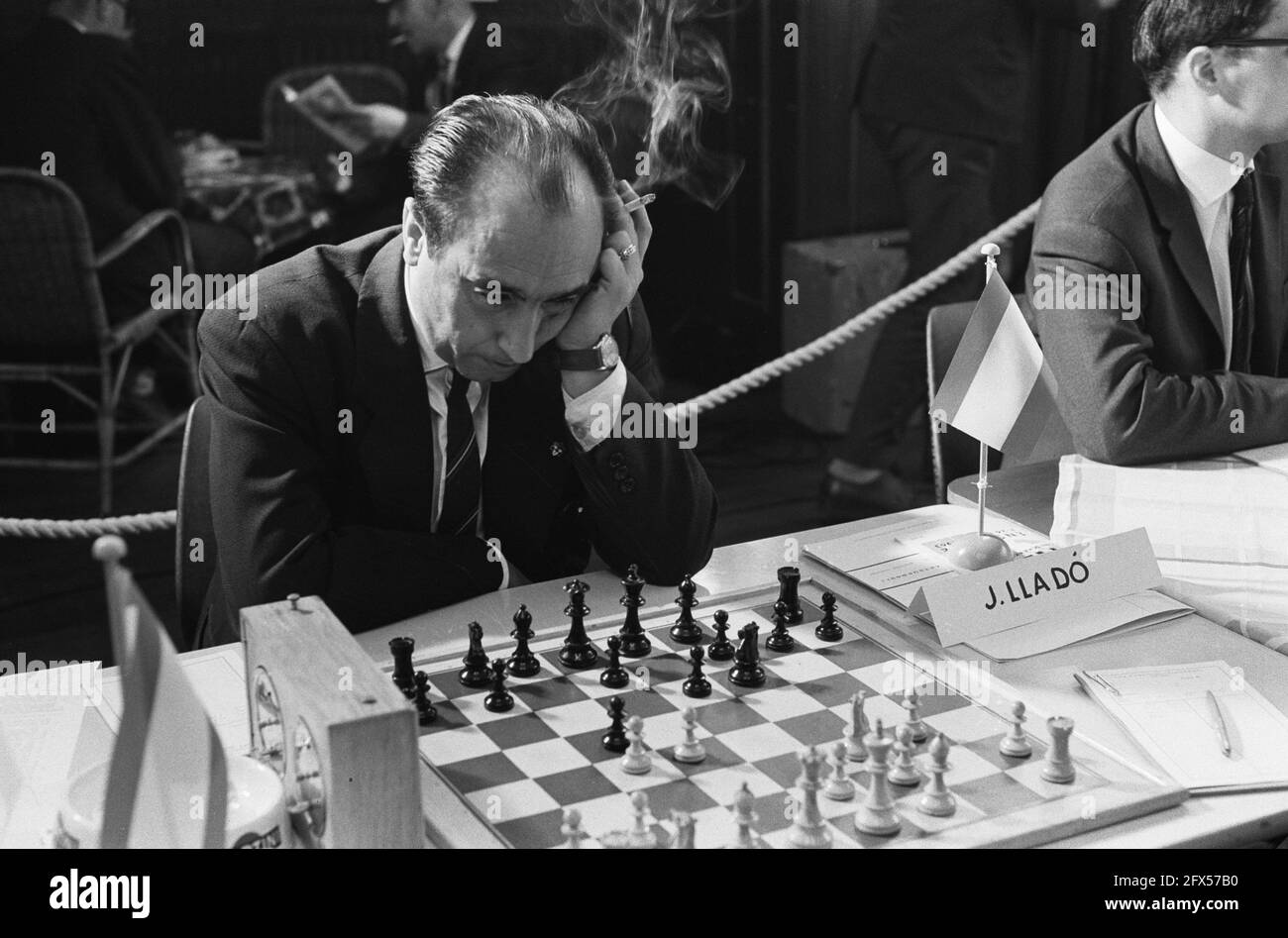 Fide chess tournament. 18-19 Llado, 20-21 J. Duaro, October 4, 1963, SCHAAKTOURNOODS, The Netherlands, 20th century press agency photo, news to remember, documentary, historic photography 1945-1990, visual stories, human history of the Twentieth Century, capturing moments in time Stock Photo