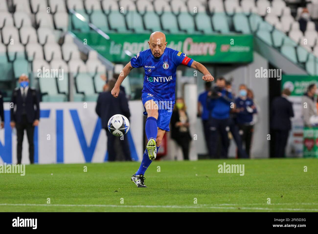 Enrico Ruggeri during the Partita Del Cuore charity football match at Allianz Stadium on May 25, 2021 iin Turin, Italy. Stock Photo