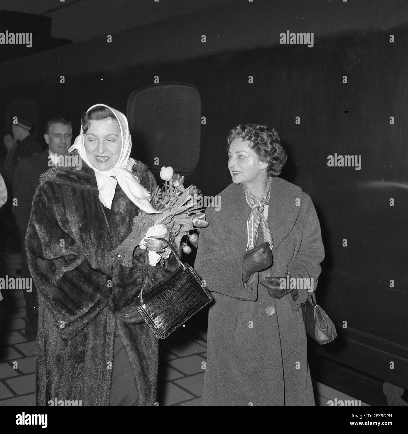 French actress Marie Bell. Arrival in Amsterdam, March 20, 1956, actors ...