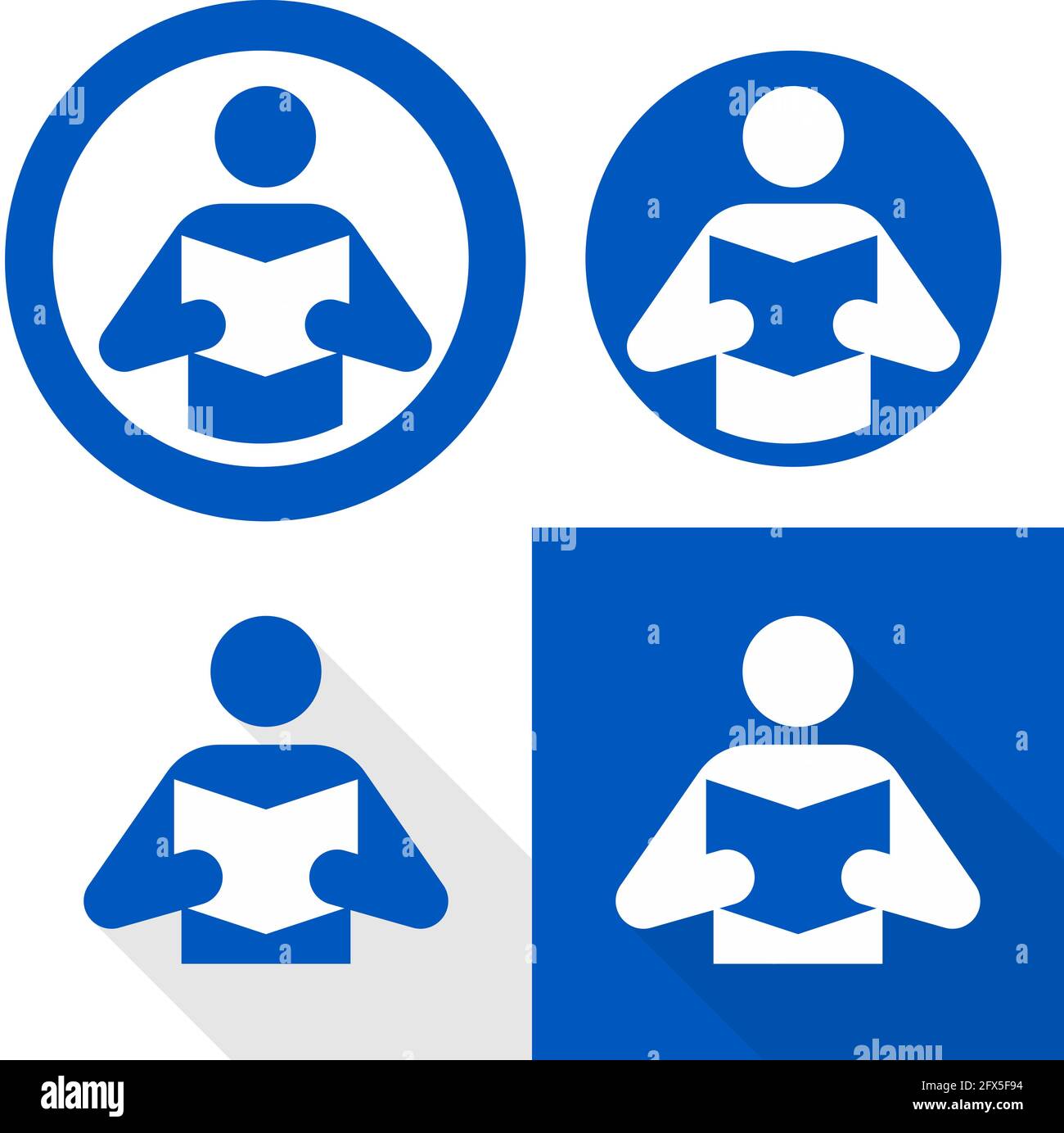 Refer to instruction manual sign. Vector illustration of circular blue