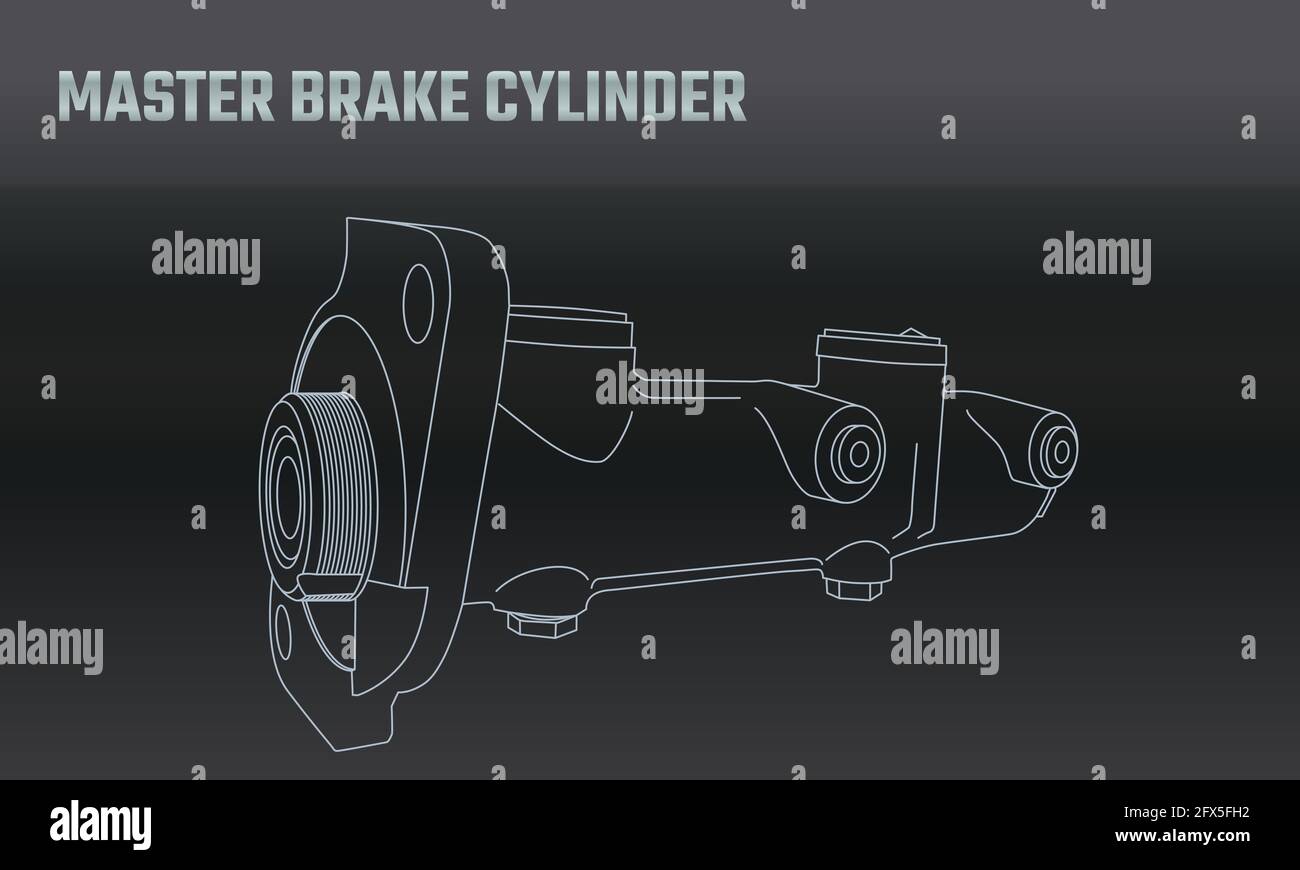 Line vector auto moto parts accessories master brake cylinder. Repair  service equipment. Engine elements shop catalog. Vintage vehicle symbol.  Retro m Stock Vector Image & Art - Alamy