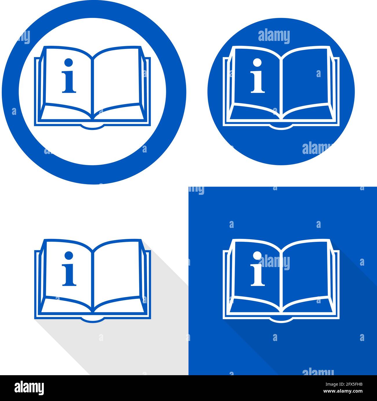 Refer to instruction manual sign. Vector illustration of circular blue