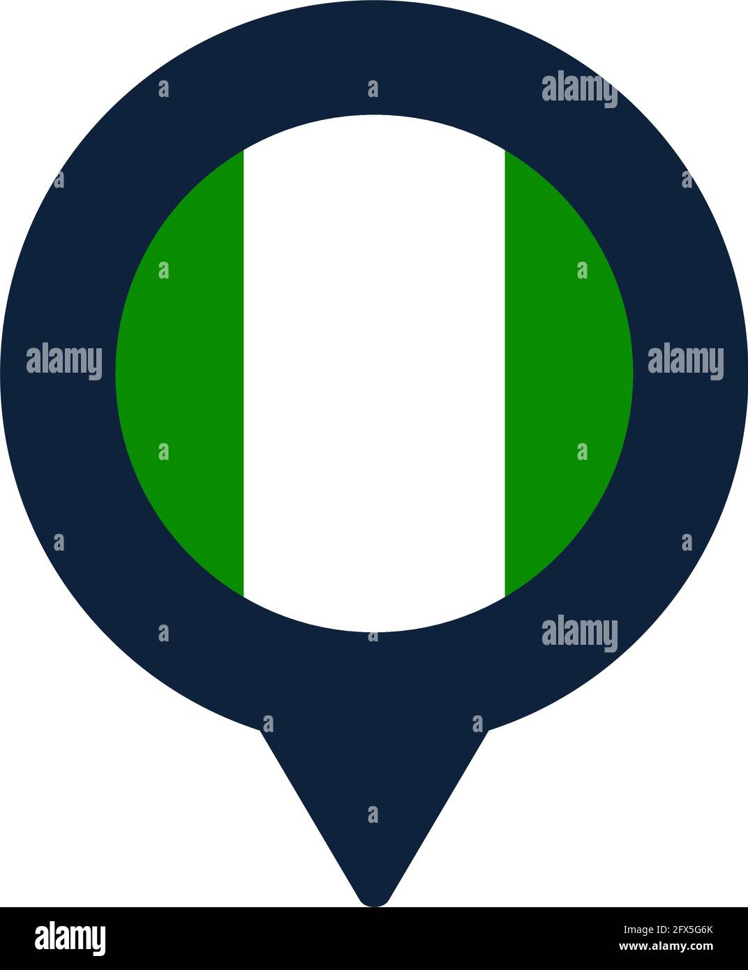 nigeria flag and map pointer icon. National flag location icon vector design, gps locator pin. vector illustration Stock Vector