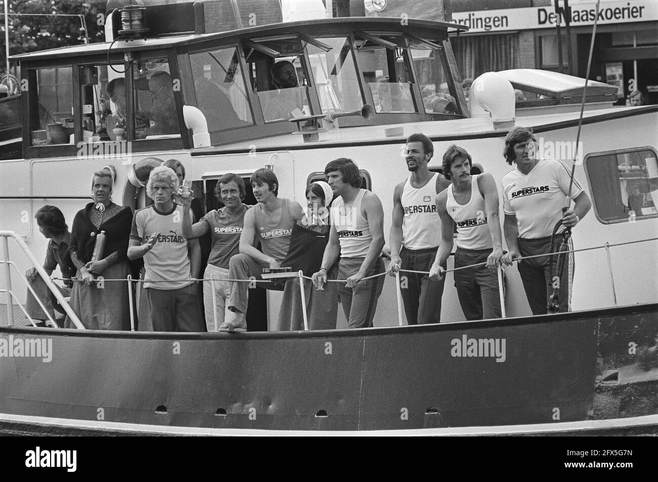 Recordings Superstar of the AVRO in Vlaardingen, various Superstars on board ship, August 4, 1976, The Netherlands, 20th century press agency photo, news to remember, documentary, historic photography 1945-1990, visual stories, human history of the Twentieth Century, capturing moments in time Stock Photo