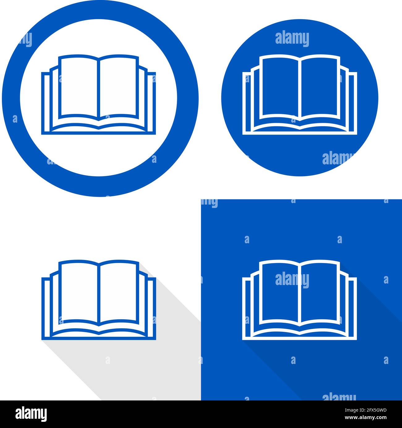 Refer to instruction manual sign. Vector illustration of circular blue