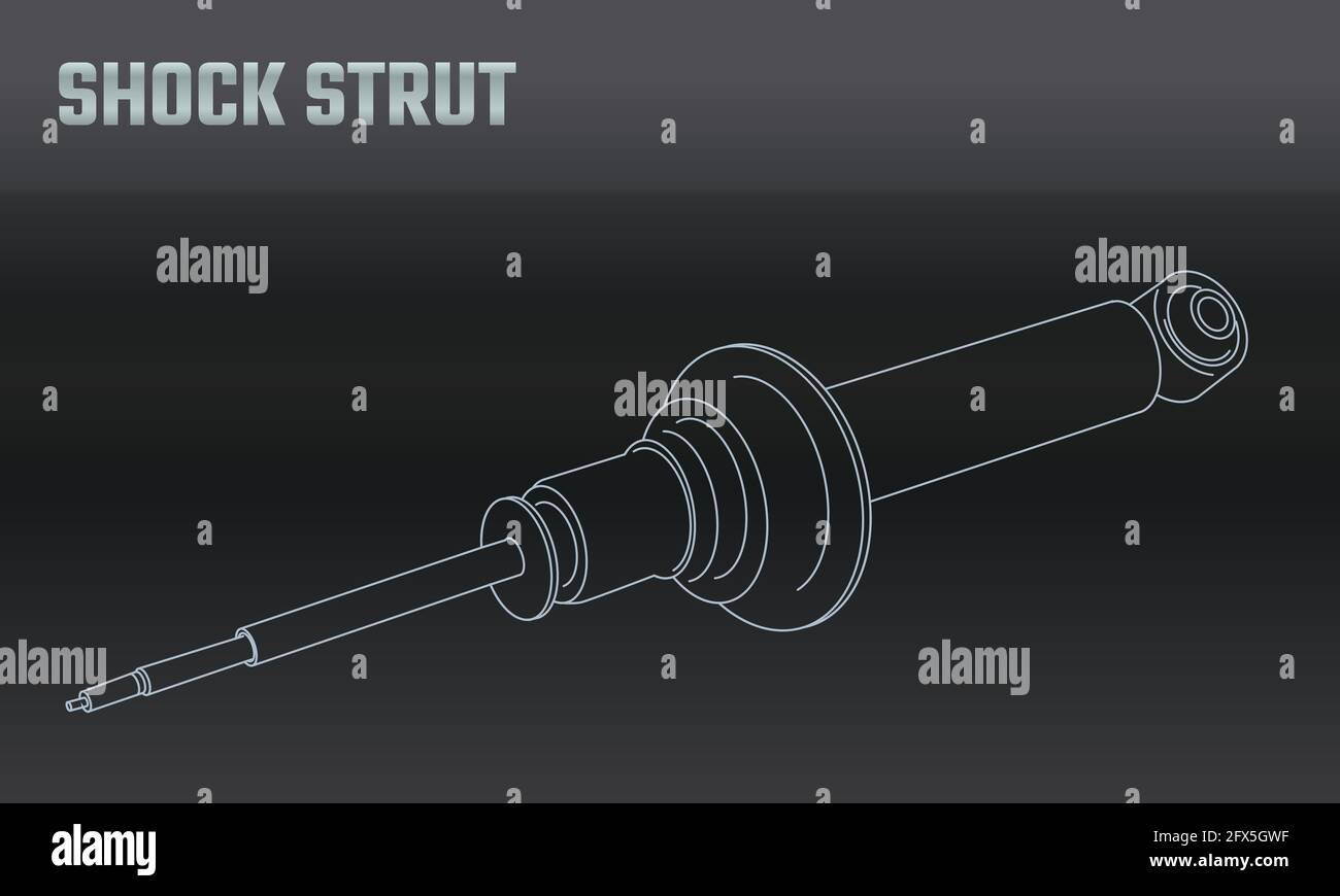 Line vector auto moto parts accessories shock strut. Repair service equipment. Engine elements shop catalog. Vintage vehicle symbol. Retro motorcycle Stock Vector