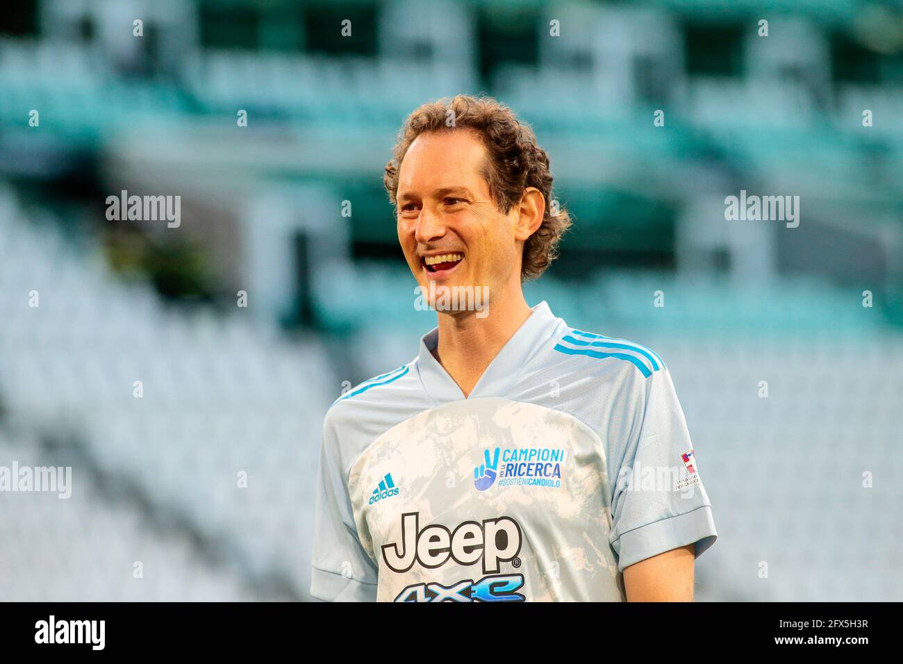 Torino/Italy, 25 May 2021, John Elkan during the ‘’Partita del Cuore’’ a charity football game between Italian singers National Team and the Research Champions and the Juventus Women, held in Allianz Stadium of Juventus Fc to collect 7 million€ needed at the Candiolo Hospital’s research center against cancer.  Photo Nderim KACELI/ Alamy Live News Stock Photo