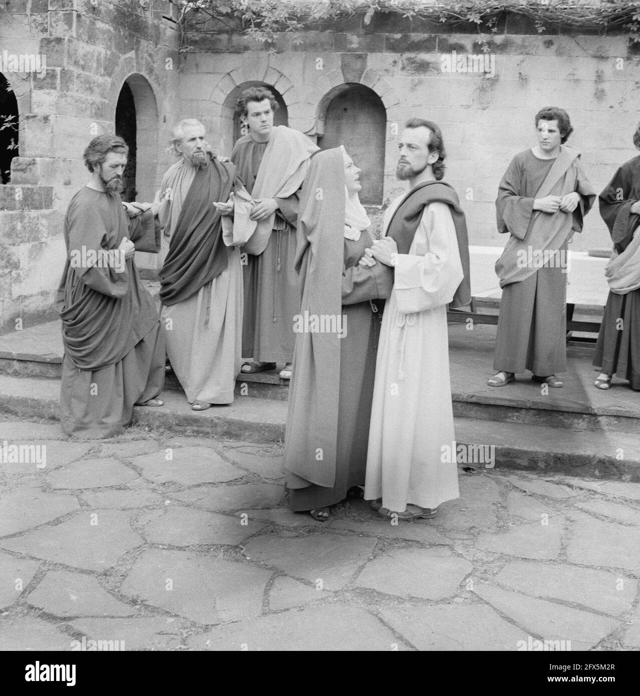 General rehearsal of the Passion plays at Tegelen, Jesus and Mary and the disciples, May 16, 1960, passion plays, The Netherlands, 20th century press agency photo, news to remember, documentary, historic photography 1945-1990, visual stories, human history of the Twentieth Century, capturing moments in time Stock Photo