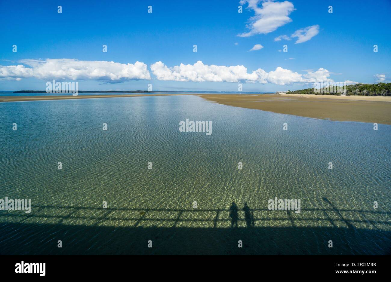 view of the tidal flats at Hervey Bay from Urungan Pier, Hervey Bay, Fraser Coast Region, Queensland, Australia Stock Photo