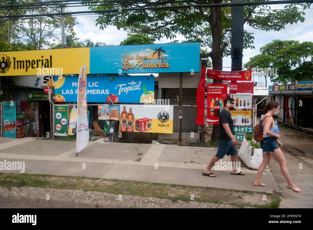 General street scene taken in Tamarindo, Costa Rica in Central American Stock Photo