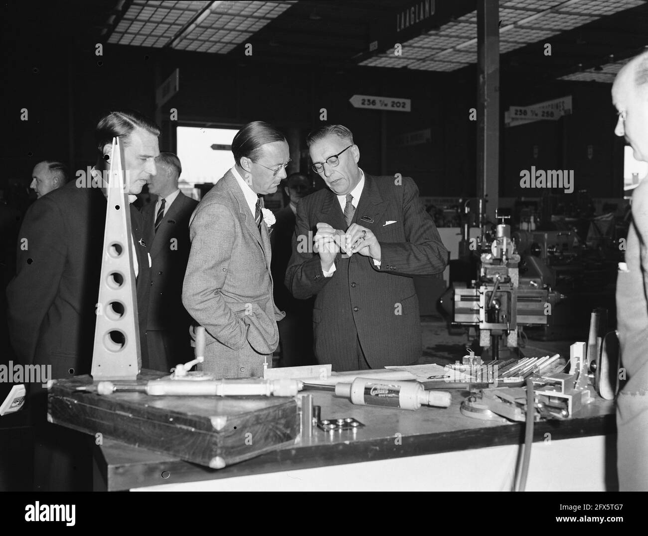 Prince Bernhard at Technic Show in Utrecht, June 7, 1955, exhibitions, The Netherlands, 20th century press agency photo, news to remember, documentary, historic photography 1945-1990, visual stories, human history of the Twentieth Century, capturing moments in time Stock Photo