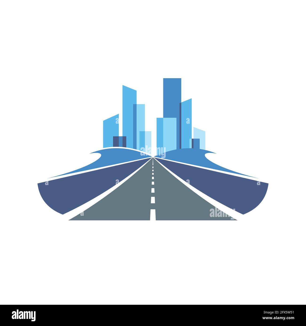 Freeway, speedway and city highway icon. Straight asphalt road, vector ...