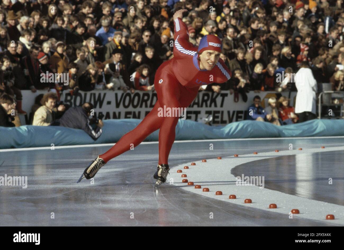 World speed skating championships men's allround in Heerenveen. Eric Heiden in action., March 2, 1980, skating, sport, The Netherlands, 20th century press agency photo, news to remember, documentary, historic photography 1945-1990, visual stories, human history of the Twentieth Century, capturing moments in time Stock Photo