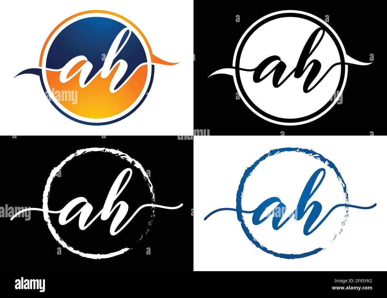 Sticker A H Initial Monogram Letter A H Logo Design Vector Template. A H Letter ...