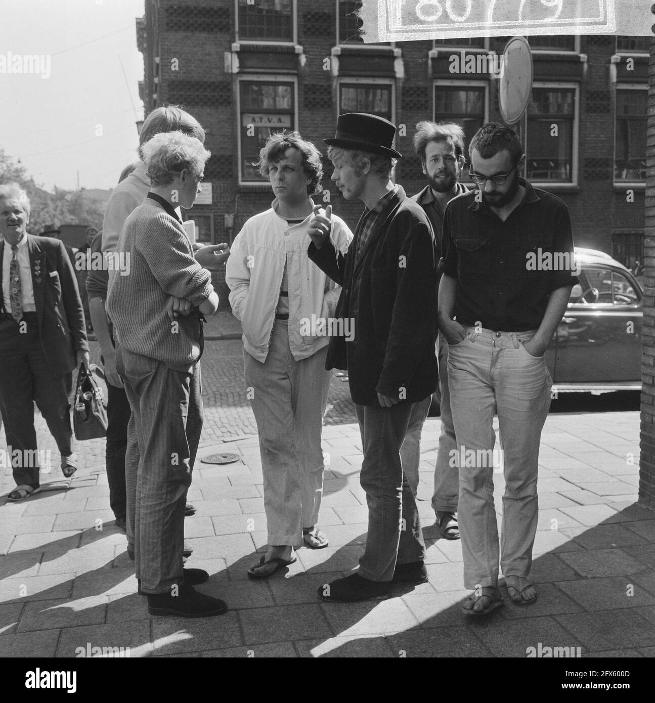 Grootveld, Stolk, Van Duyn, August 14, 1965, activists, police, The Netherlands, 20th century press agency photo, news to remember, documentary, historic photography 1945-1990, visual stories, human history of the Twentieth Century, capturing moments in time Stock Photo