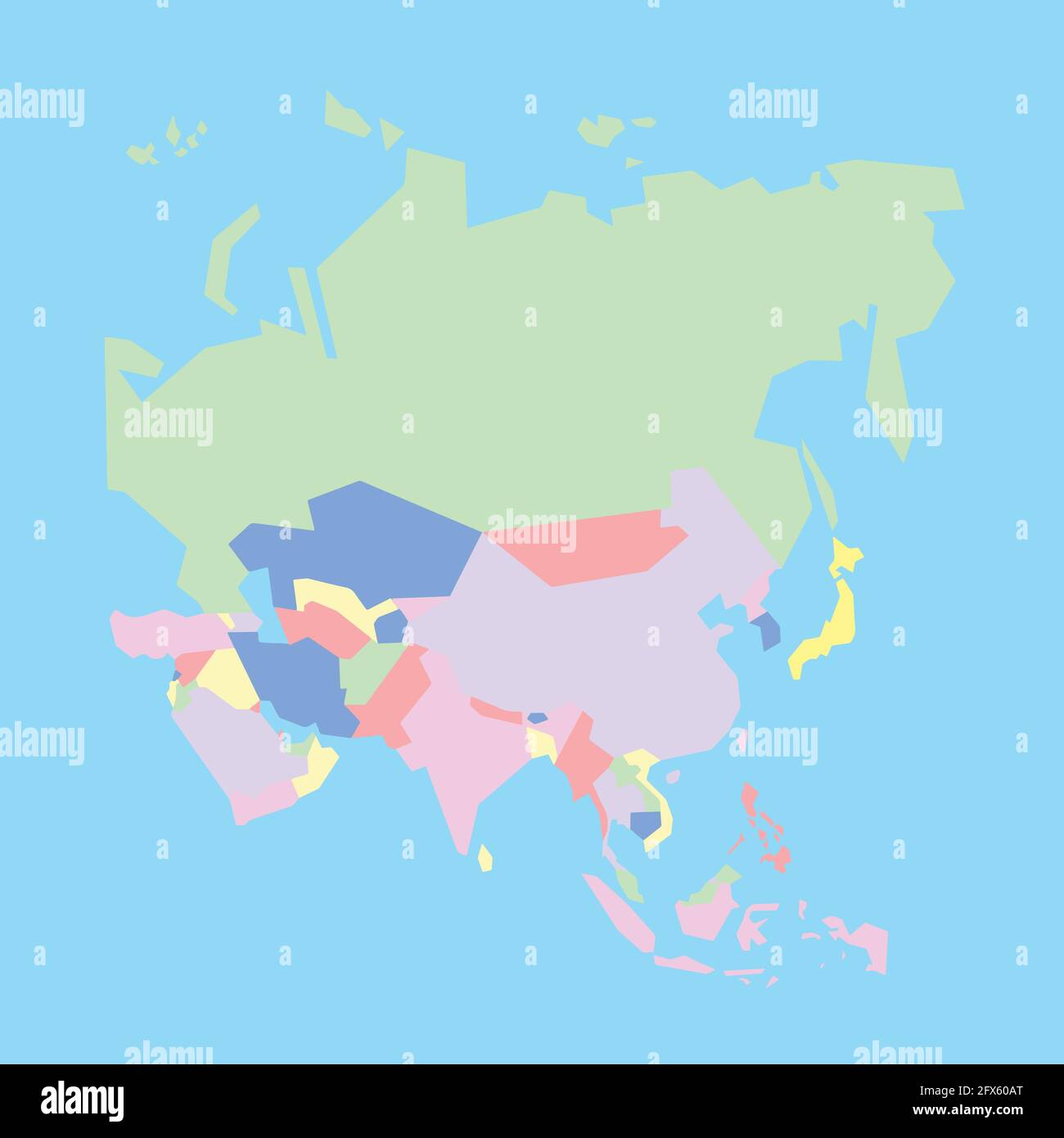 Vector map of Asia's countries to study Stock Vector