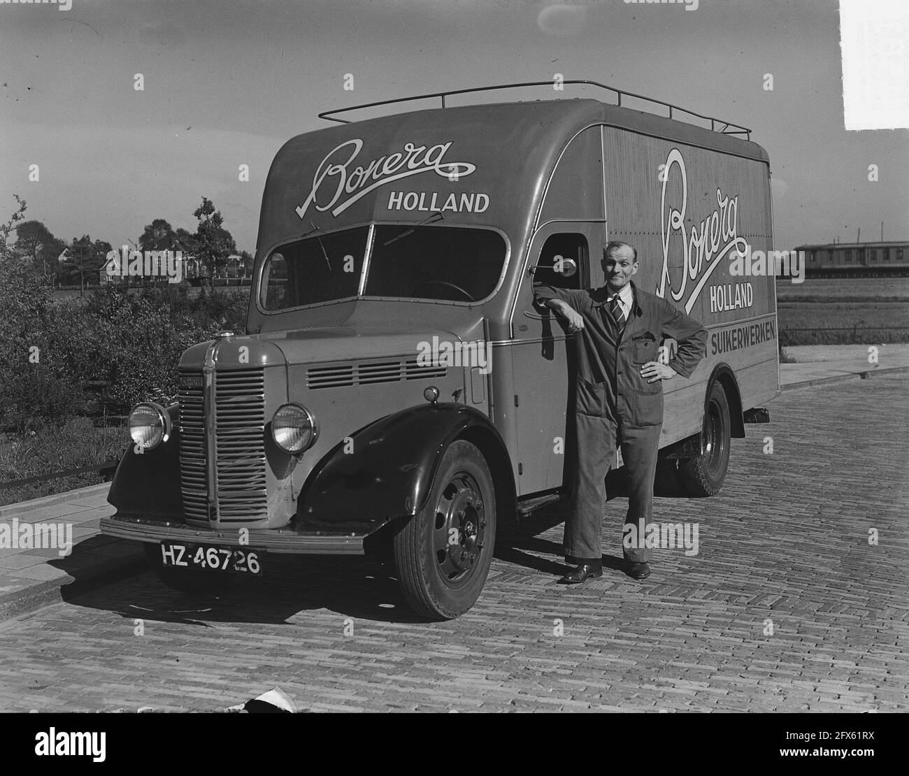 Shots truck of Chocolate and Sugar factory Bonera, May 22, 1951, trucks, The Netherlands, 20th century press agency photo, news to remember, documentary, historic photography 1945-1990, visual stories, human history of the Twentieth Century, capturing moments in time Stock Photo