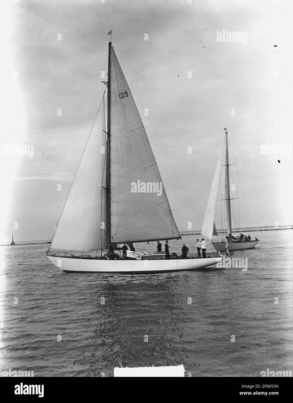 Harwich race from Hook of Holland . Dr. Zwerver gets ready to start, May 31, 1949, start, The Netherlands, 20th century press agency photo, news to remember, documentary, historic photography 1945-1990, visual stories, human history of the Twentieth Century, capturing moments in time Stock Photo