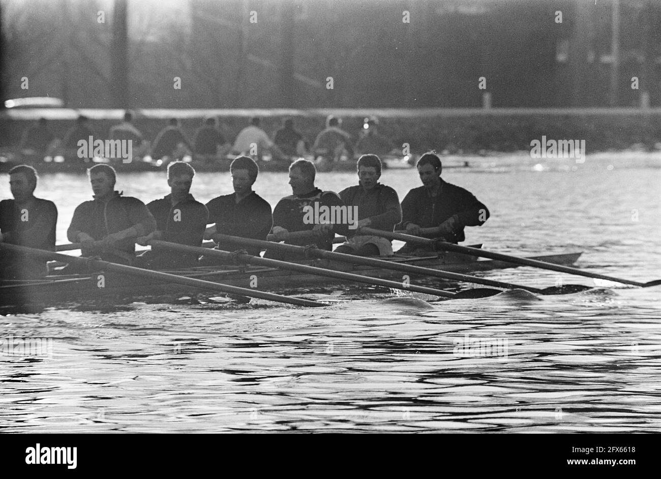 Head of the River next Sunday, Laga's old eight during training, 27 March 1968, rowing, training sessions, The Netherlands, 20th century press agency photo, news to remember, documentary, historic photography 1945-1990, visual stories, human history of the Twentieth Century, capturing moments in time Stock Photo