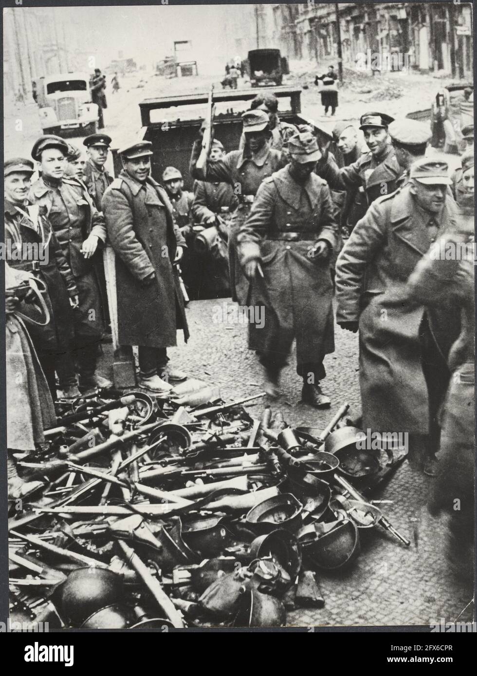 The entire caption reads, March 1980 Moscow - 35th Anniversary of Victory Day - OPS: Capitulation, Berlin, April 1945, April 1, 1945, military, weapons, The Netherlands, 20th century press agency photo, news to remember, documentary, historic photography 1945-1990, visual stories, human history of the Twentieth Century, capturing moments in time Stock Photo