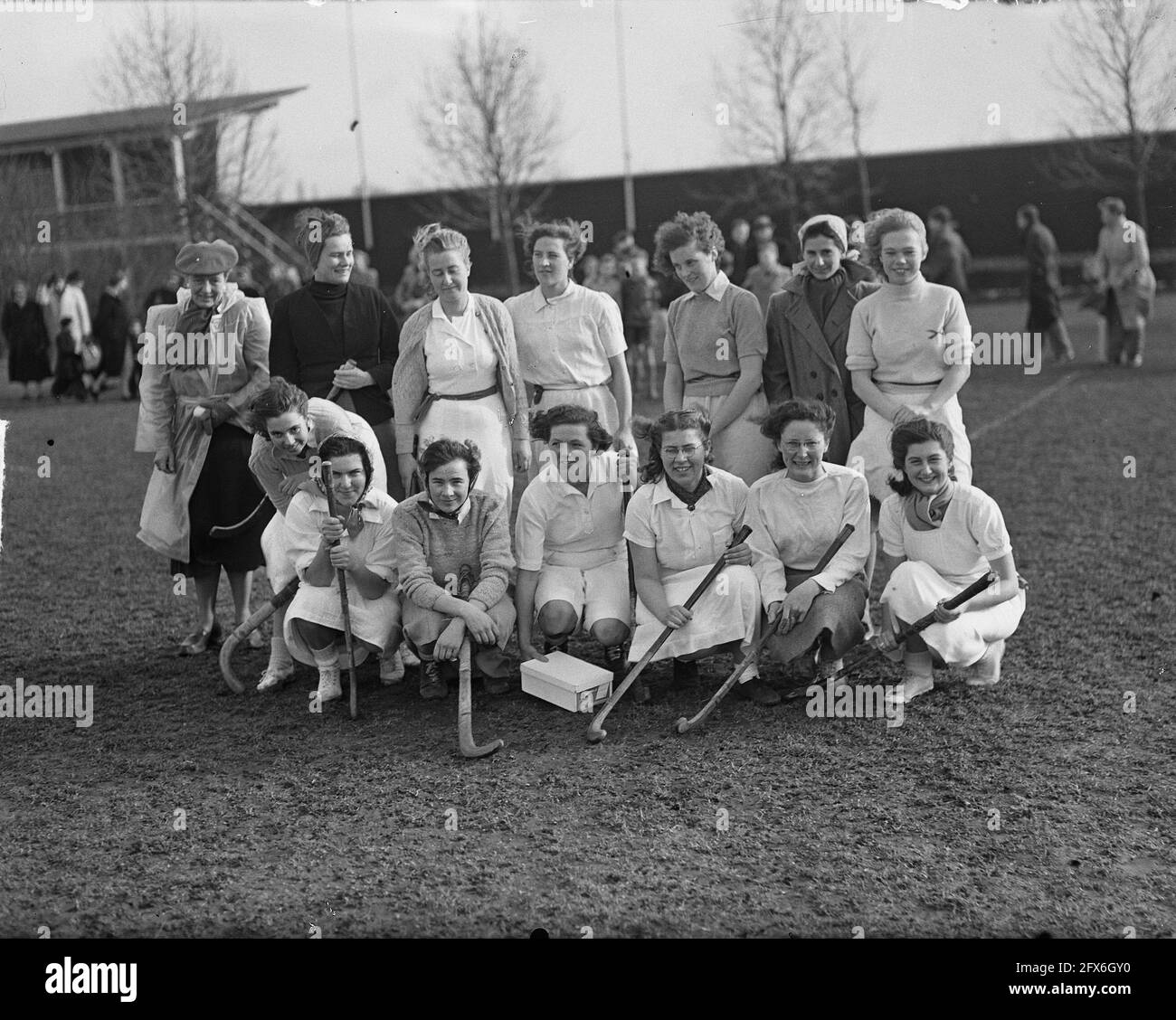 Hockey ladies team, March 16, 1949, field hockey, The Netherlands, 20th century press agency photo, news to remember, documentary, historic photography 1945-1990, visual stories, human history of the Twentieth Century, capturing moments in time Stock Photo