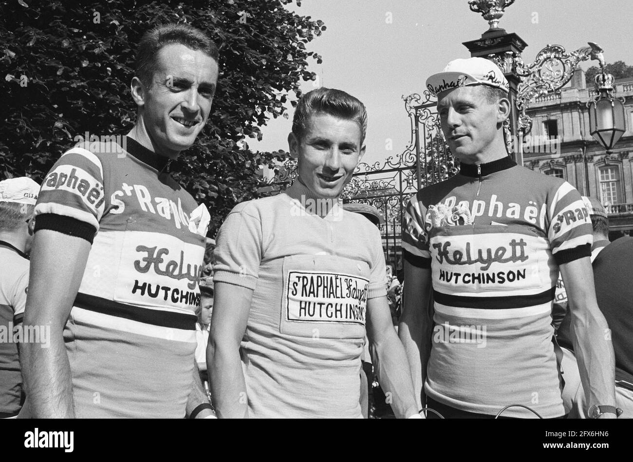 Ab Geldermans, Jacques Anquetil and Mies Stolker, Tour de France 1962 (1) (cropped), The Netherlands, 20th century press agency photo, news to remember, documentary, historic photography 1945-1990, visual stories, human history of the Twentieth Century, capturing moments in time Stock Photo