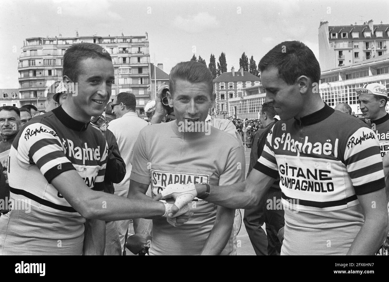 Ab Geldermans, Jacques Anquetil and Jo de Roo, Tour de France 1964, The Netherlands, 20th century press agency photo, news to remember, documentary, historic photography 1945-1990, visual stories, human history of the Twentieth Century, capturing moments in time Stock Photo