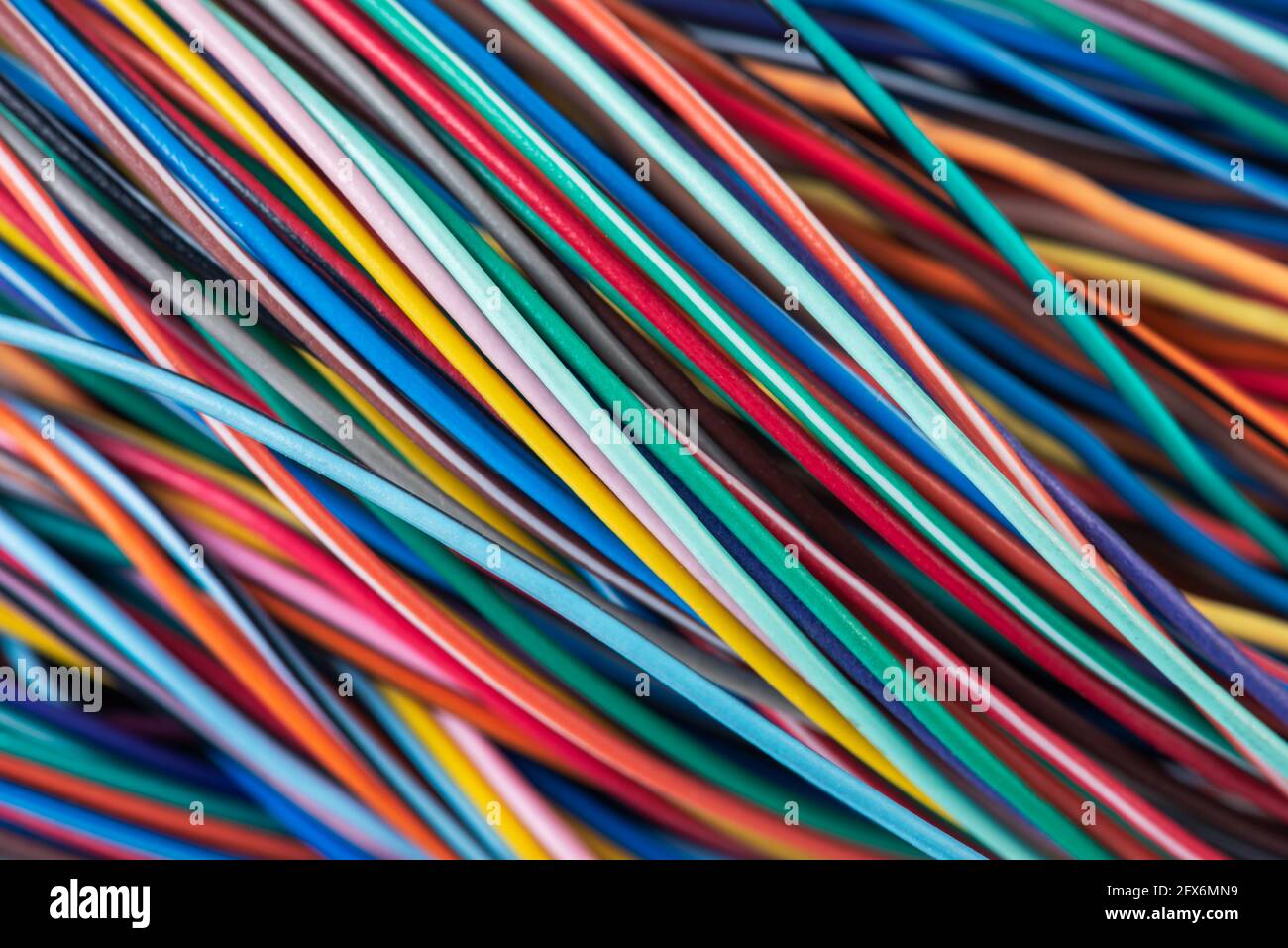 Telecommunications electrical cable wiring background Stock Photo